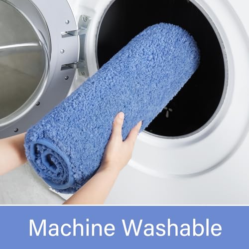 LOCHAS Bathroom Rug Runner 24x70 Inch, Soft Thick Absorbent Microfiber Bath Rugs for Bathroom, Machine Washable, Shaggy Plush Non Slip Bath Mat for Tub, Shower Floor, Quick Dry Mats, Blue - color: Blue, size: 70x24 inch (Rectangular)