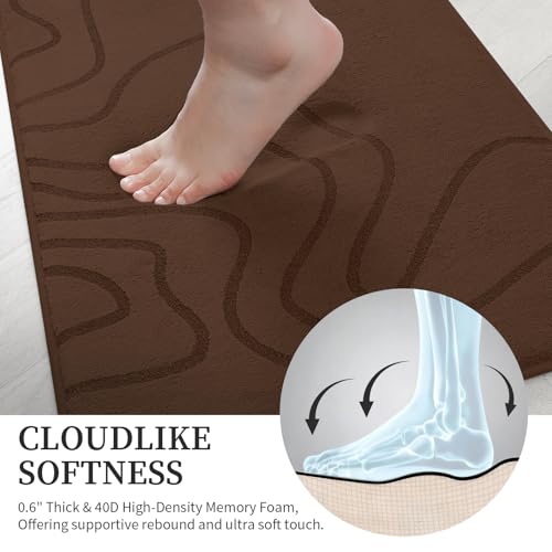 YIHOUSE Memory Foam Bathroom Rugs Sets 5 Piece - Extra Thick Ultra Soft Absorbent Bath Mat Set, Non-Slip Machine Washable Bath Rugs for Bathroom, Tub & Shower, Home Decor Accessories, Coffee - color: Coffee, size: 1'5" x 3'10" (5 pieces)