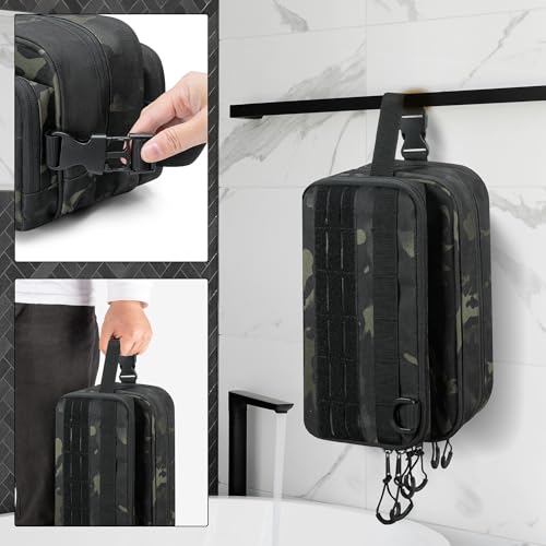 Tactical Toiletry Travel Bag for Men, Dopp Kit Shaving Organizer Bag | Travel Toiletry Bag with Dry & Wet Separation, MOLLE Webbing Design, Hygiene Bag for Toiletries, Shower, Grooming Accessories - color: Camo
