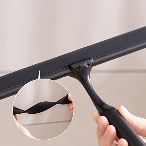 Ettori Shower Squeegee for Glass Doors, Squeegee for Shower Glass Door, Window and Car Glass, Mirrors - All-Purpose Stainless Steel Squeegee, 10 Inches and Black - color: Black