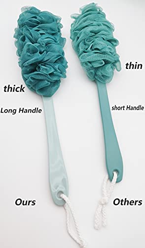 Back Scrubber for Shower, Loofah Long Handle Bath Body Brush, Soft Nylon Mesh Sponge On a Stick for Shower Men Women Kids Elderly, Exfoliating Scrub Cleaning Luffa for All Kinds of Skin(Blue) - color: Blue