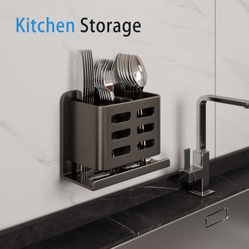 Black Toothbrush Holder wall Mount, Aluminum，No Drilling Required | Aluminum Material Shower Shaver Storage Rack,Removable Toothpaste Storage Rack - size: Black double slot