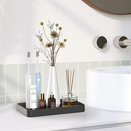 Gurygo Vanity Tray for Bathroom, 10" Ceramic Soap Dispenser Tray for Kitchen Counter, Bathroom Trays for Counter, Kitchen Tray for Soap Bottles (Black, Set/1)… - color: Black, size: 9.9" x 5.7" x 1.1"