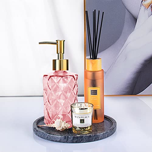 Glass Soap Dispenser with Gold Pump, Bathroom Soap Dispenser, 330ml Hand Foam Lotion Dispenser, Refillable Liquid Soap Bottle for Kitchen, Hand Sanitizer, Lotion (Pink) - color: Pink&gold