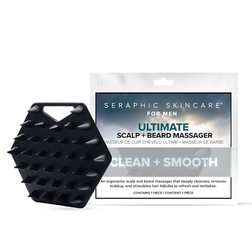 SERAPHIC SKINCARE Ultimate Beard + Scalp Massager - BPA-Free Silicone Face Scrubber Brush for Dandruff, Hair Growth & Ingrown Hair Treatment - Skin Prep for Shaving & Beard Maintenance - style: Men Ultimate Massager