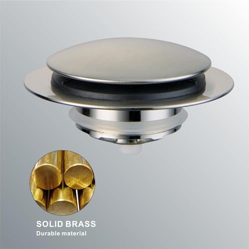 Brushed Bathtub Drain Stopper,Universal Pop Up Bath Drain, Hidrop Tip Toe Tub Drain Stopper,Conversion Kit Assembly, Replaces Lift and Turn,Tip-Toe and Trip Lever drains for Tub, EZ Install(Brushed) - color: Brushed