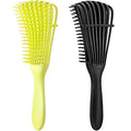 2 Pieces Detangling Brush for Afro America/African Hair Textured 3a to 4c Kinky Wavy/Curly/Coily/Wet/Dry/Oil/Thick/Long Hair, Knots Detangler Easy to Clean (Lemon Green, Black) - color: Lemon Green, Black
