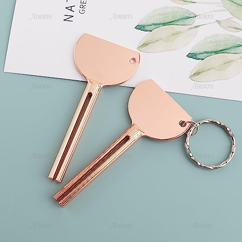 AUEAR, 4 Pack Rose Gold Stainless Steel Toothpaste Tube Squeezers Keys Roller Presser Wringer for Home Hair Dye - color: Rose Gold