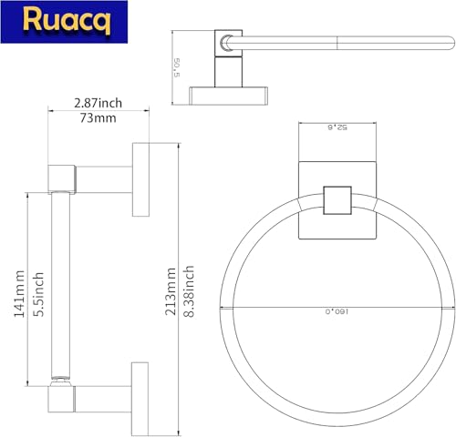 Ruacq Chrome Toilet Paper Holder Towel Ring Bathroom Accessories Hardware Set Double Post Pivoting Toilet Roll Holder Square Stainless Steel and Zinc Alloy Modern Wall Mounted 2 Pieces - color: Chrome, size: 2pcs