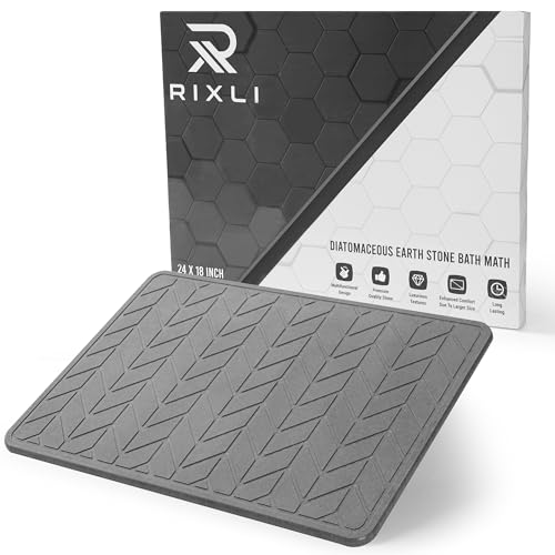 Diatomaceous Earth Stone Bathmat | Eco-Friendly XL Stone Bath Mat 18x24 Inch. Instant Dry Bathroom Mat with Sandpaper & Pads. Multiuse, Kitchen Counter & Dog Bowl Mat. 1 Grey Arrow - color: Grey