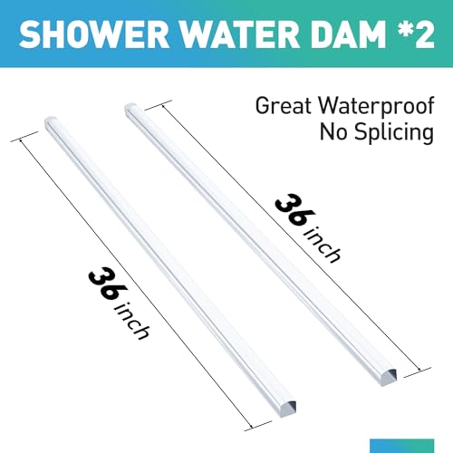 Shower Dam, 2 PCS 3/8" X 3/8" (WxH) Shower Threshold Water Dam,36In Clear Acrylic Shower Bottom Seal Stop Shower Leaks and Create a Water Barrier - size: 3/8" X 3/8"(WxH)