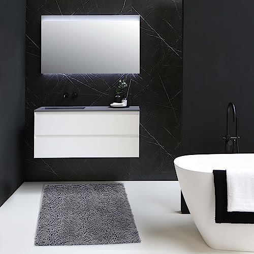 Non-Slip Bath Rug,Extra Soft Microfiber Bedroom Shag Carpet with Anti-Slip Backing,Water/Dust Absorbent Fast Dry Shower Mat,Sound Insulated Stairs Pad,Machine Washable (Darkgrey,24 x 24 Inches) - color: Darkgrey, size: 2' x 2' (Rectangular)