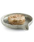 Soap Dish with Self-Draining Design, Ceramic Soap Holder with Drain Spout Soap Tray for Shower, Bathroom and Kitchen Sink, Keep Bar Soap Dry, Speckled Glaze - color: Speckled Glaze, size: Round