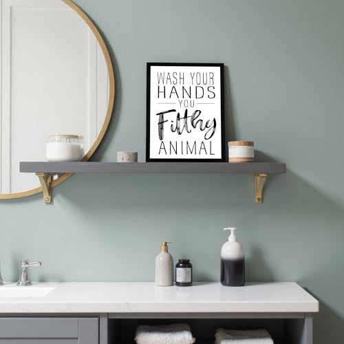 Urmoya Funny Quote Sign Black and White Bathroom Decor Wall Art 8x10 in | Wood frame, Rustic sign decoration art prints, Minimalist wall art, Ready to hang, for bathroom toilet kitchen restroom - color: Letter, size: 10"L x 8"W