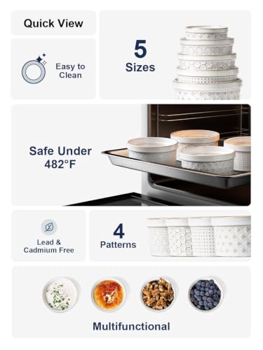 LE TAUCI Ramekins 12 oz, Ramiken for Creme Brulee, Souffle, Dipping Sauce, Ceramic Embossment Housewaming Present -4.8 inch, Set of 4, Arctic White - color: Arctic White, size: 12 oz