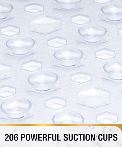 HITSLAM Shower Mat Anti Slip, Square Bath Mat for Tub Non Slip with Suction Cups and Drain Holes, 24x24 Inch Bathroom Shower Stall Floor Mat, Machine Washable, Soft on Feet, Clear - color: Clear, size: 24" x 24" (Square)