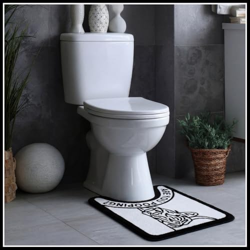 Dunzy Highland Cow Bathroom Rug are You Pooping Funny Toilet Mats for Bathroom U Shaped Highland Cow Stuff Non Slip Soft Bath Mat Water Absorbent Bath Rug, 20 x 24 Inch (Minimalist)