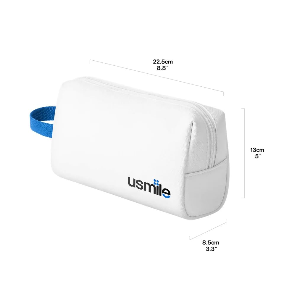 usmile Travel Case for Electric Toothbrush & Water Flosser – Water-Resistant PU Leather Hanging Toiletry Bag, Fits C10, C30, P10S, Y10PRO, Y20PRO, Ideal for Travel, Gym & School(White) - color: White