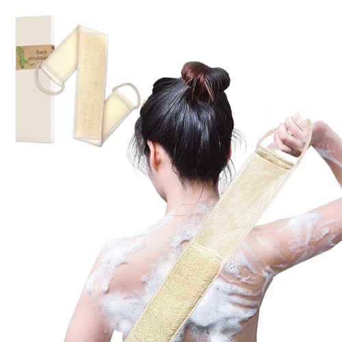 Natural Loofah Back Scrubber for Shower(1Pack),Luffa Sponge Exfoliating Bath Strap Made from Organic Loofa for Men and Women - color: Back Scrubber
