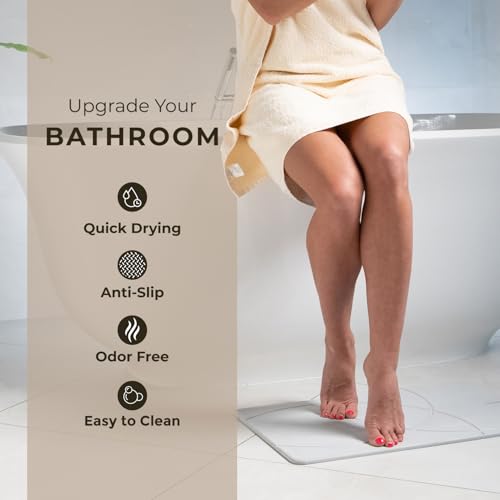 TOSORO - Stone Bath Mat Diatomaceous Earth Shower Mat Non-Slip Super Absorbent Diatomite Stone Bath Mats for Bathroom Floor Quick Drying Natural Easy to Clean (23.5 x 15) - Grey - color: Enso Grey, size: Pack of 1