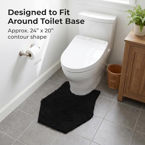 Coffin Toilet Rug Gothic Bathroom Decor Chenille Coffin Bath Mat - 24 Inches By 20 Soft, Thick, Water Absorbent, Machine Washable with Non-Slip PVC Backing U Shaped