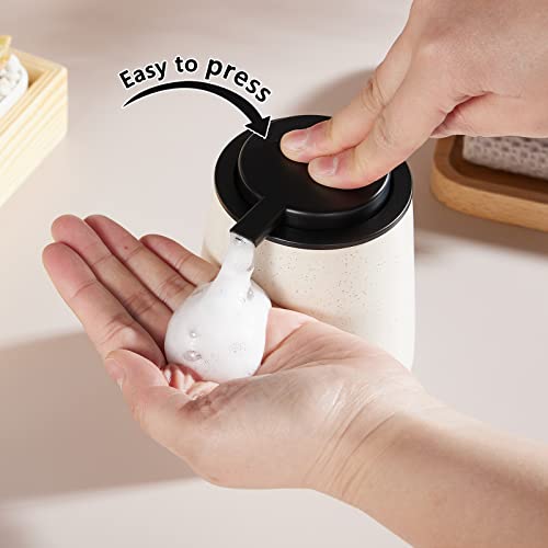 12Oz Foaming Soap Dispenser - Ceramic Foam Hand Soap Dispenser with Easy-to-Press Black Pump, Reusable and Refillable Lotion Dish Soap Dispensers for Bathroom & Kitchen, Speckled Matte Beige - color: Speckled Beige, style: Foam Pump