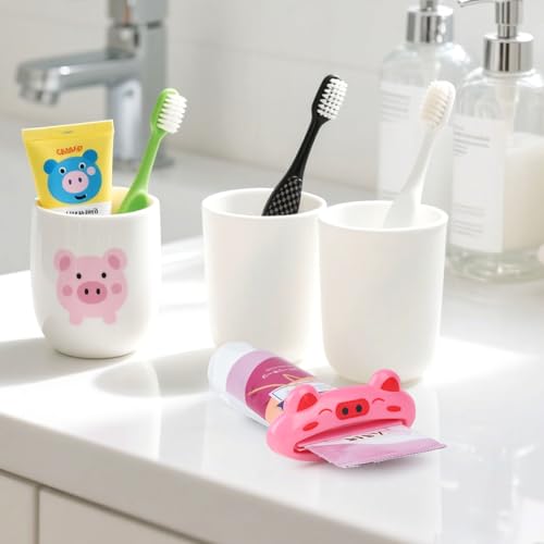 LOVEINUSA Cute Toothpaste Dispenser for Kids, 4 PCS | Cartoon Animal Tooth Paste Tube Squeezer Roller for Kid, Toothpaste Facial Cleanser Creams - color: Multi