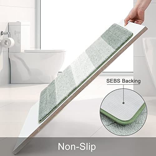 Kmson Ombre Bath Mat for Bathroom, Non Slip Ultra Soft and Thick Water Absorbent Bath Carpet, Machine Washable & Quick Dry Bathroom Rug, for Bedroom Door Living Room Green 17" x 47" - color: Green Rug, size: 17" x 47"