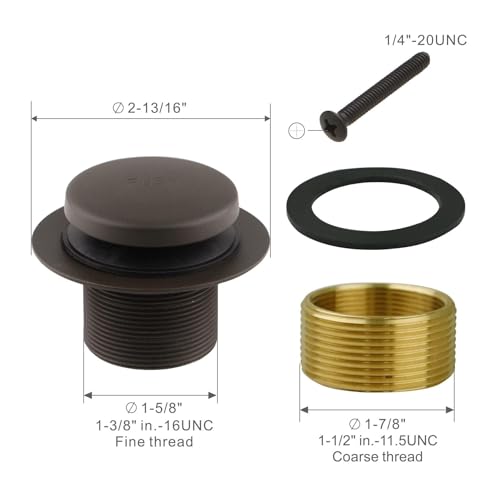 WELSAN Tub Drain Kit Bathtub Drain with Overflow Tub Drain Stopper Bronze | Tip-Toe, Single Hole, Oil Rubber Bronze,.Coarse thread replacement trim kit, fits 1-3/8 inch or 1-1/2 inch bathtub drain, ORB - color: Bronze, style: 1 Hole