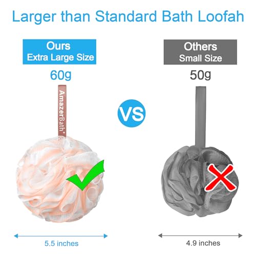 AmazerBath Loofah Sponge 75g/Piece, Exfoliating Bath Sponge Body Scrubber - Loofa Set of 4 - Cotton Candy Quartet, Large - style: Cotton Candy Quartet