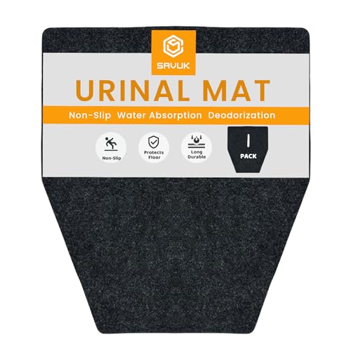 SAVUK Urinal Mats Non-Slip Non-Adhesive Water Absroption Bathroom, Restaurant, Gym, Restroom Toilet Floor Pad for Men and Women Hexagon Shaped Dark Gray Commercial Splash (1 PACK) - style: 1 PACK