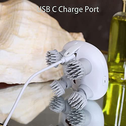 Electric Scalp Massager, Head Scratcher Mimics Four-Finger Kneading Massage, Rechargeable & Waterproof, Pets Massager - color: White, size: Standard