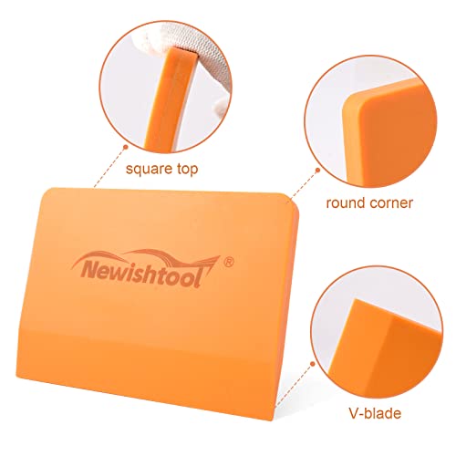 NEWISHTOOL Soft Silicone Small Squeegee for Vinyl, 2 PCS PPF Tools Window Tinting V-Blade Scraper for Window Film Application, Car Paint Protective Film Installation & Water Removal - color: Orange