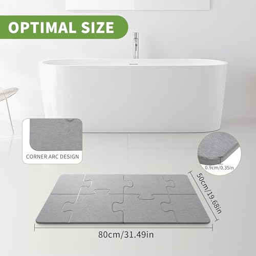 Stone Bath Mats for Bathroom - Foldable Quick Drying Bath Mat(Light Gray B) | Diatomaceous Earth Bath Mat,, Super Absorbent Stone Shower Mat,Easy to Clean No Smell, Fast Drying for Bathroom and Kitchen - color: Light Gray B, size: 19.7 x 31.5 inches (Rect