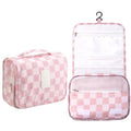 Pengxiaomei Toiletry Bag for Women, Pink Waterproof Hanging Cosmetic Bag Portable Makeup Pouch Multifunction Handle Travel Toiletry Bag for Teen Girl Gifts - color: Pink square