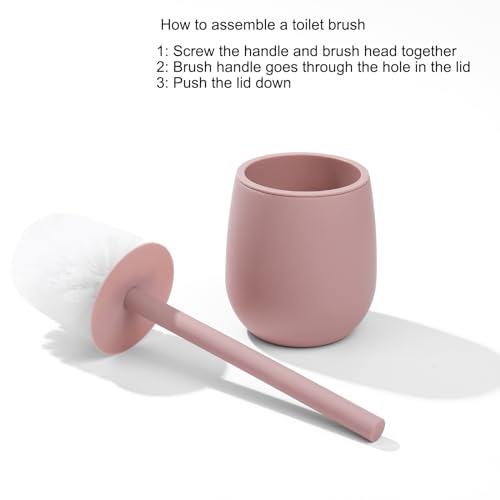 GAHEFY Pink Bathroom Accessories Set with Small Trash Can 3 Liter/0.8 Gallon,Toothbrush Holder,Soap Dispenser,Vanity Tray,Toilet Brush and Holder Pink 5PCS - style: Pink 5pcs