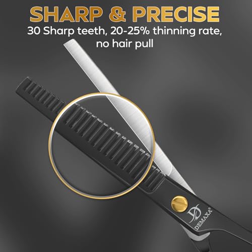 Thinning Shears for Hair Cutting - DEMAXA Hair Thinning Scissors Professional Barber’s Texturizing Shears for Salon & Home Use - 6.5-inch Black High Carbon Stainless Steel Thinning Sheers - color: 6.5" Hair Thinning Black
