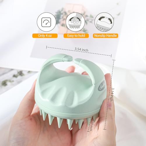 Sndyi Scalp Massager Shampoo Brush, Scalp Scrubber with Soft Silicone Bristles, Scalp Exfoliator for Dandruff Removal, Scalp Massager for Hair Growth, Wet Dry Hair Brush for Scalp Care, Green - color: Green
