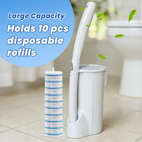 40 Disposable Toilet Brush Replacement Pads, Wall Mounted Toilet Holder Set Toilet Cleaning System Starter Kit, Toilet Stick Pads (White) - color: White