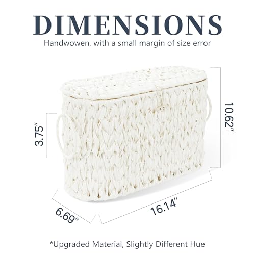 Coeusy Toilet Paper Basket,Wicker Toilet Paper Storage with Lid,Decorative Boho Wicker Basket for Bathroom,Free Standing-Cream White - color: Cream White