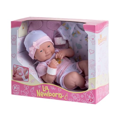 8 piece Layette Baby Doll Gift Set | JC Toys - La Newborn Nursery | 14" Life-Like Smiling Doll w/ Accessories | Pink | Ages 2+, Pink Smiling - color: Smiling Pink