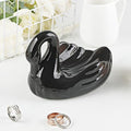 Draining Soap Dish, Elegant Swan Shape, Fluted Design, Cute Ceramic Tray(Black) - color: Black