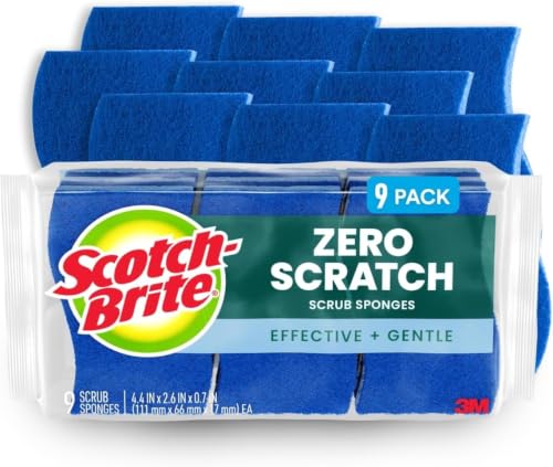 Scotch-Brite Zero Scratch Scrub Sponge, Kitchen Sponges for Cleaning Around the Home,Bathroom&More,Effective + Gentle Dish Scrubber,Best for Nonstick Pots and Pans,Safe on Most Surfaces (Pack of 45) - size: 45 Pack