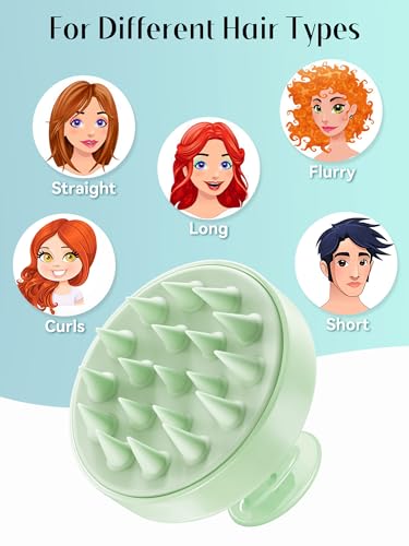HEETA Scalp Massager Hair Growth, Soft Silicone Scalp Scrubber Shampoo Brush for Exfoliation, Dandruff Removal Head Massage Stress Relax, Wet & Dry Use for Thick Thin Curly Hair Care, Lime Green - color: Lime Green