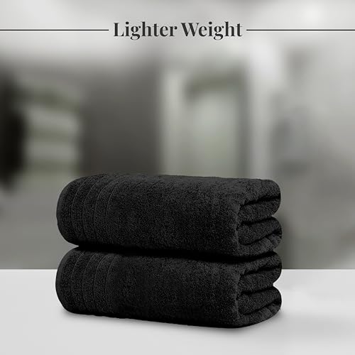 Tens Towels Pack of 4 Extra Large Bath Towels 30 x 60 Inches, 100% Cotton, Larger & Lighter Weight, Quicker to Dry, Super Soft and Absorbent, Perfect for Bathroom, Black - color: Black