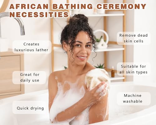 2 Pack African Net Sponge Exfoliating Body Scrubber Bath Sponge for Daily Use (Champange+Dark Green) - color: Champange+dark Green