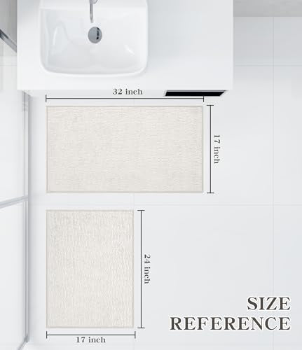 chakme Bathroom Rug Sets 2 Piece, Ultra Thin Quick Dry Bath Mat Set, Absorbent Bath Mat for Bathroom Non Slip Machine Washable, (White, 2 Piece) - color: White, size: 2Piece