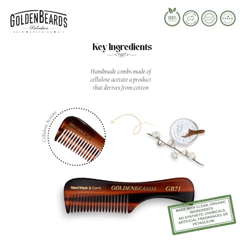 Golden Beards Mustache Wax with GB-71 Comb – Organic & Natural Styling Wax for Men – Strong Hold, Handmade, Vegan, Cruelty-Free Grooming Kit - style: Comb