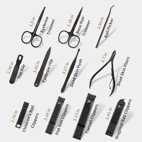 MINKINH Manicure Set Professional Nail Clipper Kit-26 Pieces Stainless Steel Manicure Kit,Nail Care Tools with Luxurious Travel Case Nail Grooming Kit Present for Men Husband Boyfriend Parent (Black) - color: Black