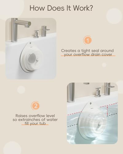 Bathtub Overflow Drain Cover Tub, Silicone Magnetic Bathroom Overflow Drain Cover, Overflow Drain Cover for Bathtub, Bathroom Spa Accessories, Adds Inches of Water to Your Tub for Deeper&Warmer Soak - color: White